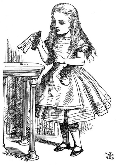 An original illustration from 1865 of Alice in Wonderland by Sir John Tenniel. Alice is always depicted wearing flat Mary Jane shoes.